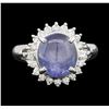 Image 2 : 5.33 ctw Star Sapphire and Diamond Ring - Platinum