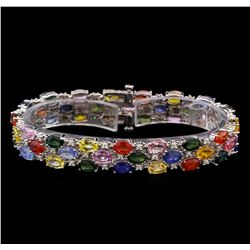 14KT White Gold 24.48 ctw Multicolor Sapphire and Diamond Bracelet