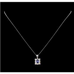 0.99 ctw Sapphire and Diamond Pendant With Chain - 14KT White Gold