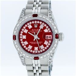 Rolex Stainless Steel Red String Diamond VVS DateJust Ladies Watch