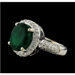 4.48 ctw Emerald and Diamond Ring - 14KT White Gold