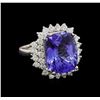 11.23 ctw Tanzanite and Diamond Ring - 14KT White Gold