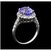 Image 3 : 3.85 ctw Tanzanite and Diamond Ring - 14KT White Gold