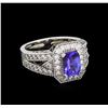 1.50 ctw Tanzanite and Diamond Ring - 14KT White Gold