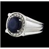 2.87 ctw Sapphire and Diamond Ring - 14KT White Gold