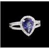 1.38 ctw Tanzanite and Diamond Ring - 14KT White Gold