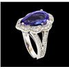 Image 4 : 3.40 ctw Tanzanite and Diamond Ring - 14KT White Gold