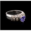0.96 ctw Tanzanite and Diamond Ring - 14KT White Gold
