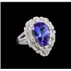 Image 1 : 4.47 ctw Tanzanite and Diamond Ring - 14KT White Gold