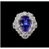 Image 2 : 4.47 ctw Tanzanite and Diamond Ring - 14KT White Gold