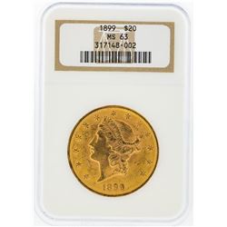 1899 NGC MS63 $20 Liberty Head Double Eagle Gold Coin