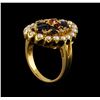 Image 4 : 0.95 ctw Sapphire, Ruby, Pearl and Diamond Ring - 18KT Yellow Gold