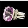 Image 1 : 13.30 ctw Kunzite and Diamond Ring - Platinum