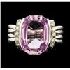 Image 2 : 13.30 ctw Kunzite and Diamond Ring - Platinum