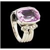 Image 4 : 13.30 ctw Kunzite and Diamond Ring - Platinum