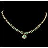 2.94 ctw Emerald and Diamond Necklace - 14KT Yellow Gold
