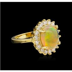 2.45 ctw Opal and Diamond Ring - 14KT Yellow Gold