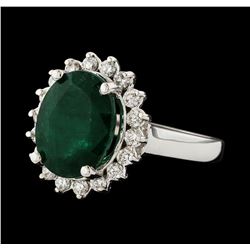 4.38 ctw Emerald and Diamond Ring - 14KT White Gold