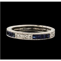 0.40 ctw Sapphire and Diamond Ring - 14KT White Gold