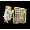 4.44 ctw White Sapphire and Diamond Ring - 18KT Yellow and White Gold