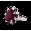 Image 1 : 6.73 ctw Ruby and Diamond Ring - 14KT White Gold