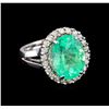 7.20 ctw Emerald and Diamond Ring - 14KT White Gold