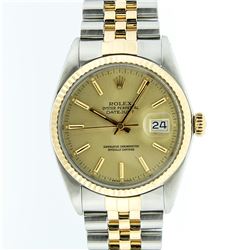 Rolex Two-Tone Champagne Index and Fluted Bezel DateJust Men's Watch