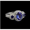 2.11 ctw Tanzanite and Diamond Ring - 14KT White Gold
