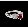 1.37 ctw Ruby and Diamond Ring - 18KT White Gold