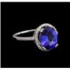 3.35 ctw Tanzanite and Diamond Ring - 14KT White Gold