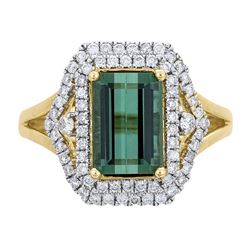 2.99 ctw Tourmaline and Diamond Ring - 14KT Yellow Gold
