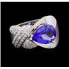 2.10 ctw Tanzanite and Diamond Ring - 14KT White Gold