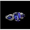 14KT White Gold 3.83 ctw Tanzanite, Sapphire and Diamond Ring