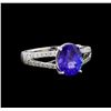 3.04 ctw Tanzanite and Diamond Ring - 14KT White Gold