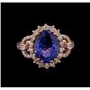 Image 2 : 3.93 ctw Tanzanite and Diamond Ring - 14KT Rose Gold