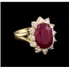 GIA Cert 6.10 ctw Ruby and Diamond Ring - 14KT Yellow Gold
