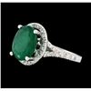 3.05 ctw Emerald and Diamond Ring - 14KT White Gold