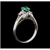 Image 4 : 0.60 ctw Emerald and Diamond Ring - Platinum