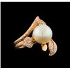 14KT Rose Gold 0.62 ctw Diamond and Pearl Ring