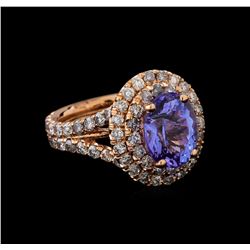 4.30 ctw Tanzanite and Diamond Ring - 14KT Rose Gold