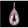 88.13 ctw Kunzite and Diamond Pendant - 14KT Yellow Gold