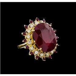 36.08 ctw Ruby and Diamond Ring - 14KT Yellow Gold