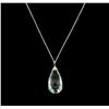 127.00 ctw Aquamarine and Diamond Pendant With Chain - 14KT White Gold