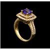 Image 4 : 14KT Yellow Gold 1.76 ctw Tanzanite and Diamond Ring