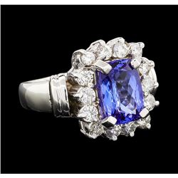 2.93 ctw Tanzanite and Diamond Ring - 14KT White Gold