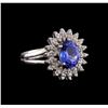 2.60 ctw Tanzanite and Diamond Ring - 14KT White Gold