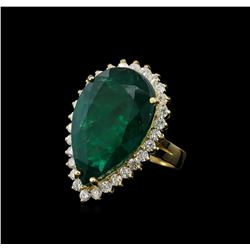 23.22 ctw Emerald and Diamond Ring - 14KT Yellow Gold