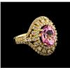 14KT Yellow Gold 2.81 ctw Kunzite and Diamond Ring
