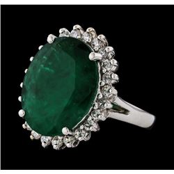 7.21 ctw Emerald and Diamond Ring - 14KT White Gold