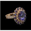 4.20 ctw Tanzanite, Sapphire and Diamond Ring - 14KT Rose Gold